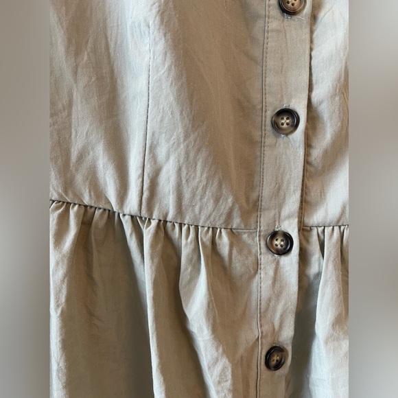 Sage Green Brown Button Up Short Sleeve Dress - Picture 6 of 7
